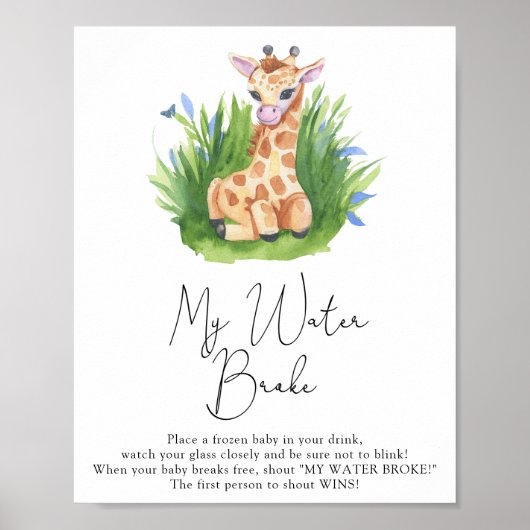 Poster Girafe sauvage - Signe de jeu de rupture d'eau (Devant)
