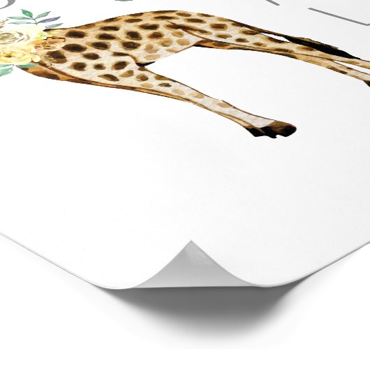 Poster Girafe Se Tient Toujours Debout Moderne Aquarelle (Coin)