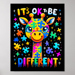 Poster Girafe Sensibilisation à l'autisme C'est Ok D'être