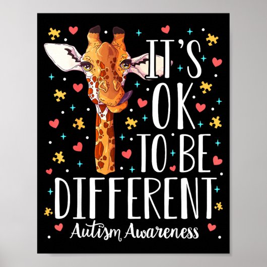 Poster Girafe Sensibilisation à l'autisme C'est Ok Pour Ê (Devant)