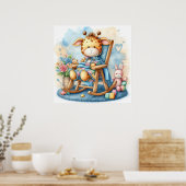 Poster Girafe sur une chaise à bascule garçon (Cuisine)
