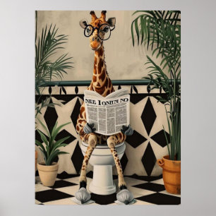 Poster Girafe Utilisant les Toilettes – Art d'Humour de S
