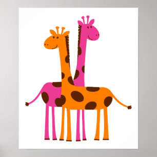 Poster girafes-297326 girafes caricature rose orangé safa
