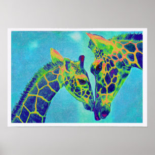 Poster girafes bleues