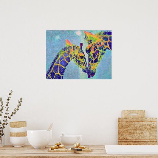 Poster girafes bleues2 (Cuisine)