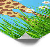 Poster Girafes dans l'herbe avec des nuages (Coin)