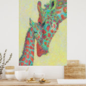 Poster girafes d'orange et d'aqua (Cuisine)