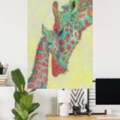 Poster girafes d'orange et d'aqua (Bureau à domicile)