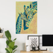 Poster girafes turquoises (Bureau à domicile)