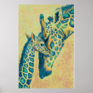 Poster girafes turquoises