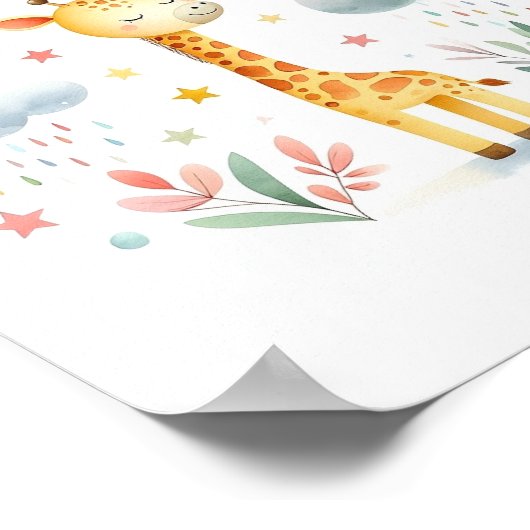 Poster Giraffe à l'aquarelle (Coin)