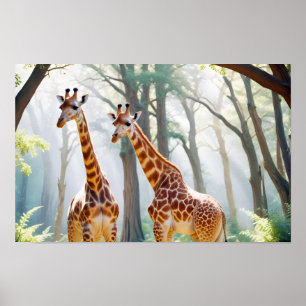 Poster Giraffe Animal Nature Faune Affection Soin