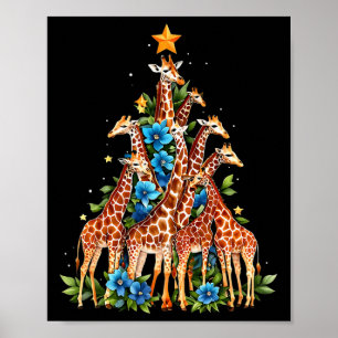 Poster Giraffe Arbre de Noël Cute Amateurs de Giraffe Noë