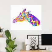 Poster Giraffe aux couleurs (Bureau à domicile)