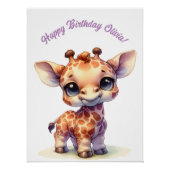 Poster Giraffe Bébé mignonne Conception Whimsical (Devant)