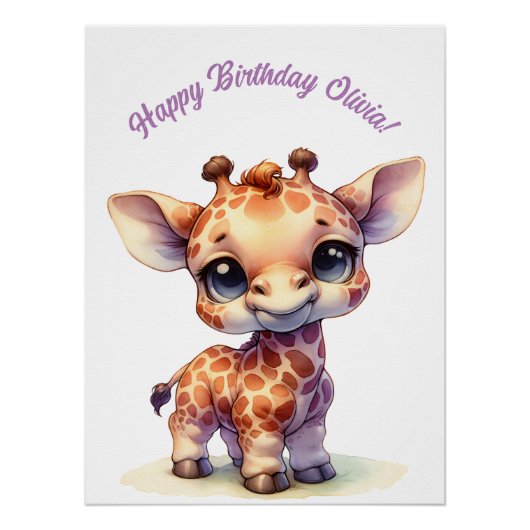 Poster Giraffe Bébé mignonne Conception Whimsical (Devant)