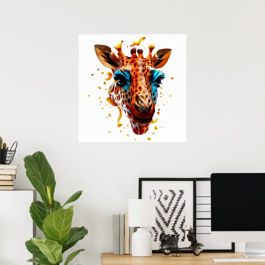 Poster Giraffe colorée (Bureau à domicile)