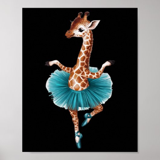 Poster Giraffe Cute Dans Un Tutu Dansant Comme Ballerina (Devant)