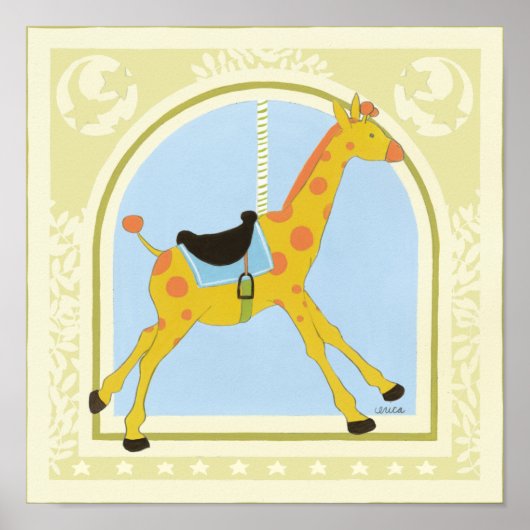 Poster Giraffe de carrousel par Juin Erica Vess (Devant)
