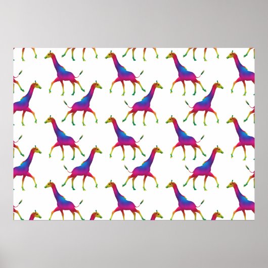 Poster Giraffe de couleur arc-en-ciel (Devant)
