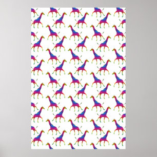Poster Giraffe de couleur arc-en-ciel