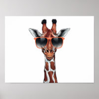 Giraffe de dessin animé avec lunettes de soleil
