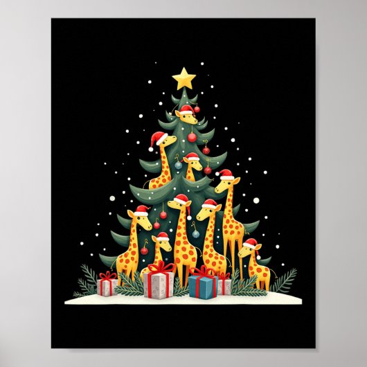 Poster Giraffe de Noël Amateurs de girafe Noël Noël Ho (Devant)