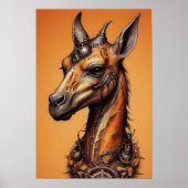 Poster Giraffe de Steampunk orange, (Devant)
