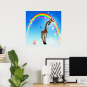 Poster Giraffe de Whimsical, Cupcake & Rainbow (Bureau à domicile)