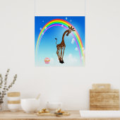 Poster Giraffe de Whimsical, Cupcake & Rainbow (Cuisine)