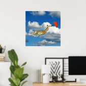Poster Giraffe de Whimsical dans les nuages (Bureau à domicile)