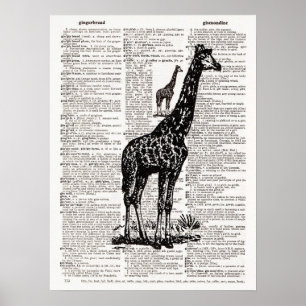 Poster Giraffe Dictionnaire Art