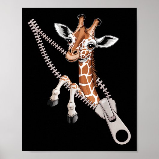 Poster Giraffe Emerging From A Zipper Funny Costume Boys (Devant)