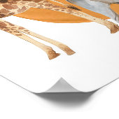 Poster Giraffe et éléphant africains (Coin)