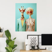 Poster Giraffe et femme élégante (Bureau à domicile)