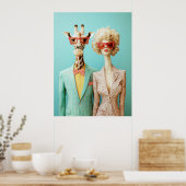 Poster Giraffe et femme élégante (Cuisine)