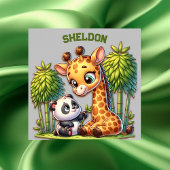Poster Giraffe et Panda Nom monogrammé |