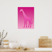 Poster Giraffe géométrique moderne, Fuchsia et rose clair (Cuisine)