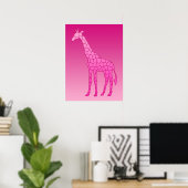 Poster Giraffe géométrique moderne, Fuchsia et rose clair (Bureau à domicile)