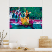 Poster Giraffe in a Banana with orange and Kiwi Fruits (Cuisine)