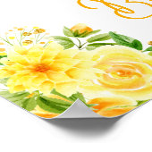 Poster Giraffe Jaune Baby shower Floral Bienvenue (Coin)