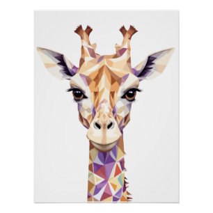 Poster Giraffe Jouer adorable Amusant animal coloré Joie