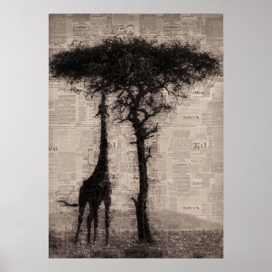 Poster Giraffe Lover Giraffe Newspaper Art (Devant)