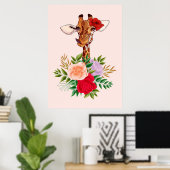 Poster Giraffe Lover Giraffes Afrique Et Fleurs (Bureau à domicile)