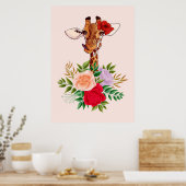 Poster Giraffe Lover Giraffes Afrique Et Fleurs (Cuisine)