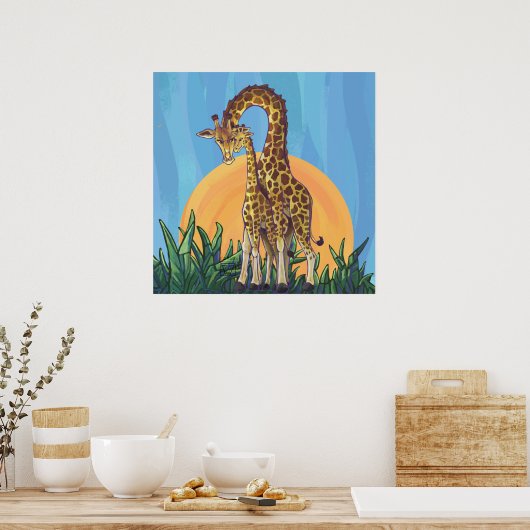 Poster Giraffe maman et bébé (Cuisine)