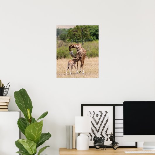 Poster Giraffe Mère et bébé au Kenya (Bureau à domicile)