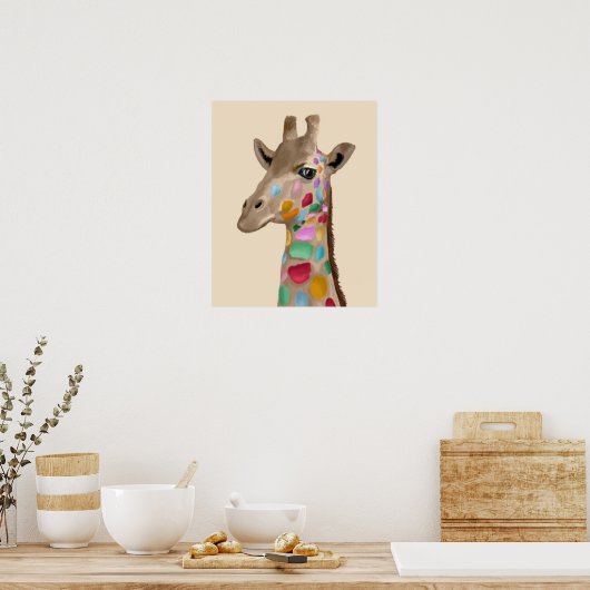 Poster Giraffe multicolore (Cuisine)