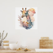 Poster Giraffe Portrait Animal Peinture Faune En Plein Ai (Cuisine)