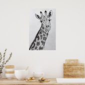 Poster Giraffe Portrait crayon croquis dessin art imprime (Cuisine)